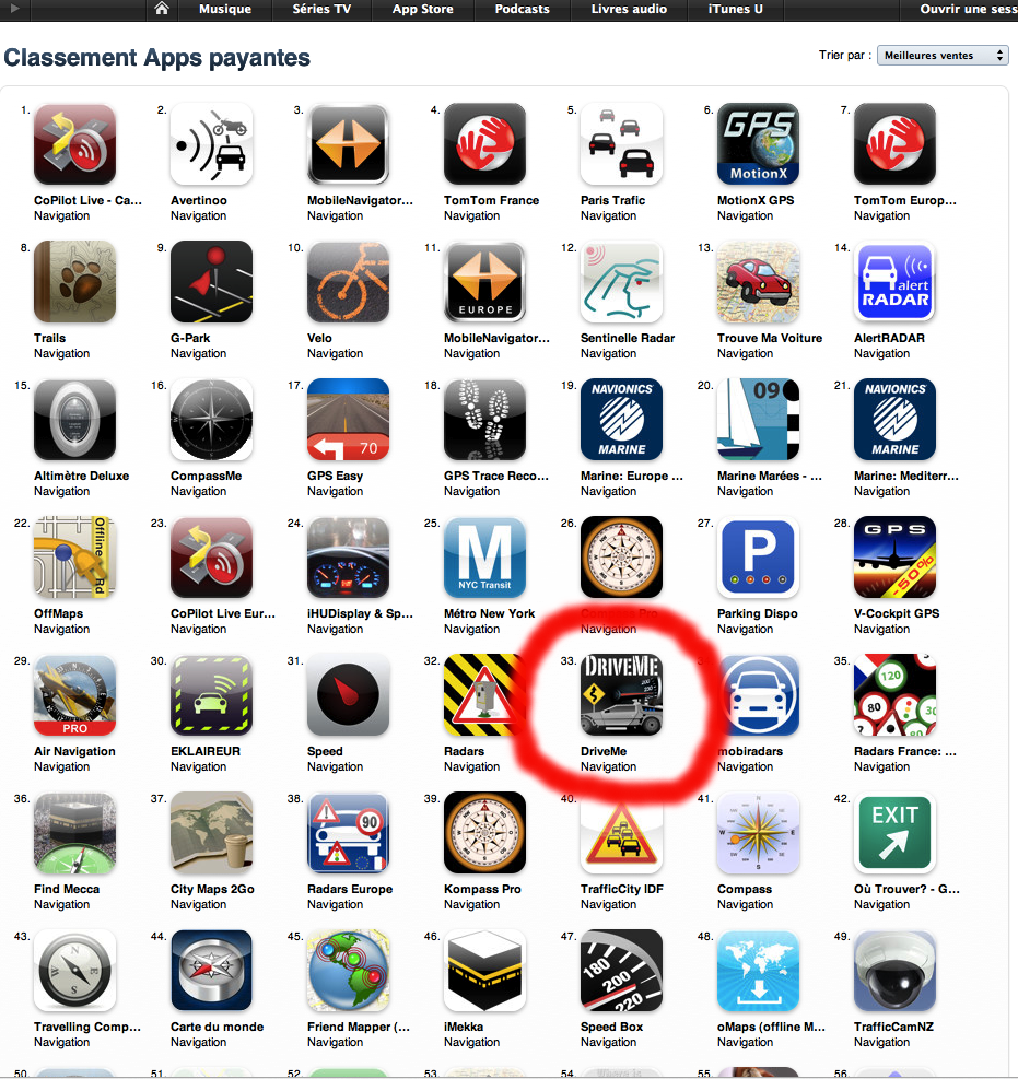 DriveMe 33eme de l'AppStore! DriveMe 33eme de l'AppStore Français (Navigation)